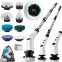 Electric Bathroom Cleaning Brush, Cordless Spin Scrubber Full Body Waterproof IPX7 with Adjustable Handle, 8 Replaceable Brush Heads for Bathtub/Kitchen/Window/Home -SD-CTB01
