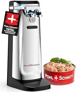 POHL SCHMITT Electric Can Opener, Knife Sharpener & Bottle Opener, Easy Push Down Lever, Works with Standard And Pop-Top Cans, Durable Stainless Steel & ABS - Kitchen Essentials and Accessories