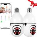 TOWODE 2K Light Bulb Security Camera Outdoor 2 Packs, 2.4GHz Wi-Fi Wireless Home Security Camera with 2 Way Talk, Color Night Vision, AI Human Detection, E27 Screw in Light Socket