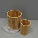 Bamboo Utensil Holder, 7.3"+5.4" Set of 2 Utensil Holders for Kitchen Counter, Bamboo Spoon and Chopstick Organizer, Flatware, Spatula & Silverware Storage Containers, for Countertop & Pantry