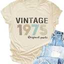 Vintage 1976 T Shirts for Women 50th Birthday Shirts Gifts Born in 1976 Tshirt Retro Short Sleeve Tee Tops Size S