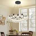 Modern Bubble Chandelier for Living Room 19-Light Globe Chandelier Lighting Glass Pendant Light for Dining Room Foyer Bedroom Entryway Black Clear Glass Globe Chandeliers
