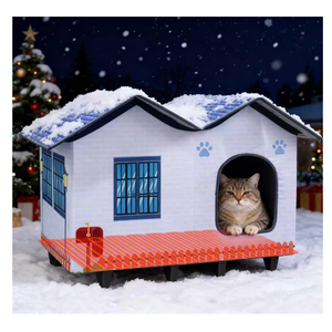 Heated Cat Houses for Indoor/Outdoor Cats with Elevated Heated Cat Bed Waterproof Providing Safe Feral Cats, Easy to Assemble