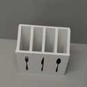 Farmlyn Creek Small Wooden Utensil Holder with 5 Slots for Fork, Knife, and Spoons, Silverware Holder for Countertop, Kitchen Organization, Home, RV, Camper, and Office (White, 7x5.25x6.5 in)