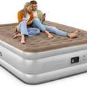 iDOO Queen Air Mattress with Built in Pump, Upgraded Inflatable Blow up Mattress for Camping, Home & Guest, Durable Comfort Wave Beam Strong Support Air Bed Queen Size, Colchones Inflables