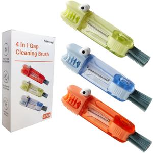 4-in-1 Bottle Cleaning Brush Set, Multifunction Silicone Cup Lid Gap Cleaner, Home Kitchen Crevice Cleaning Tools, 3 Pcs, Multicolor
