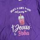 Just A Girl Who Loves Jesus And Boba T-Shirt, XL
