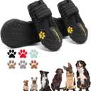 Expawlorer Dog Shoes for Large Dogs, Dog Shoes for Hot Pavement, Hiking Walking, Anti-Slip Rugged Sole,Waterproof Dog Booties for Outdoor Rain Days, All Weather Dog Boots & Paw Protectors (Black) (Size 4: 2.48"x2.18" (L*W) (Pack of 4))