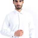 Alimens & Gentle Men's Dress Shirts French Cuff Long Sleeve Regular Fit Formal Tuxedo Cufflinks Shirt, White (Size 16" Neck 32"-33" Sleeve)