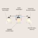 JONATHAN Y 24" Chrome Modern Cottage LED Vanity Light Wall Sconce, Farmhouse Wall Lamp for Bathroom Mirror Kitchen, White Glass Shade, LED Bulb Included (JYL7524B)