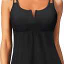 Womens Tankini Tops Only - Modest Swimsuit V-Wired Swim Top Swimwear Tummy Control Bathing Suit No Bottom 2025, M