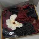 Ling's moment Fake Flowers Box, Faux Artificial Greenery Stems Foam Roses Dahlia Silk Maple Leaf Fabic Flower for Centerpieces Bouquet Wedding Vase Floral Decorations, Burgundy & Black, Mini Combo