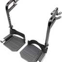 Economy Footrest for Standard Wheelchairs and Transport Chair, Composite Footplates And Heel Loops, Universal Swing-Away Footrests, wheelchair replace parts. Same function as T93HEP, PH-SF.(1 Pr, Black)