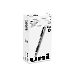 uni-ball Signo GRIP Gel Pen, Stick, Medium 0.7 mm, Black Ink, Silver/Black Barrel, Dozen,  Dozen