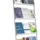 Floor-Standing Magazine Rack 4-Layer with Wheels, Semi-arched top Brochure Display Stand, High-hardness metal for Exhibitions, Office, and Any Organization Requiring Information Display (Arc-Sliver)