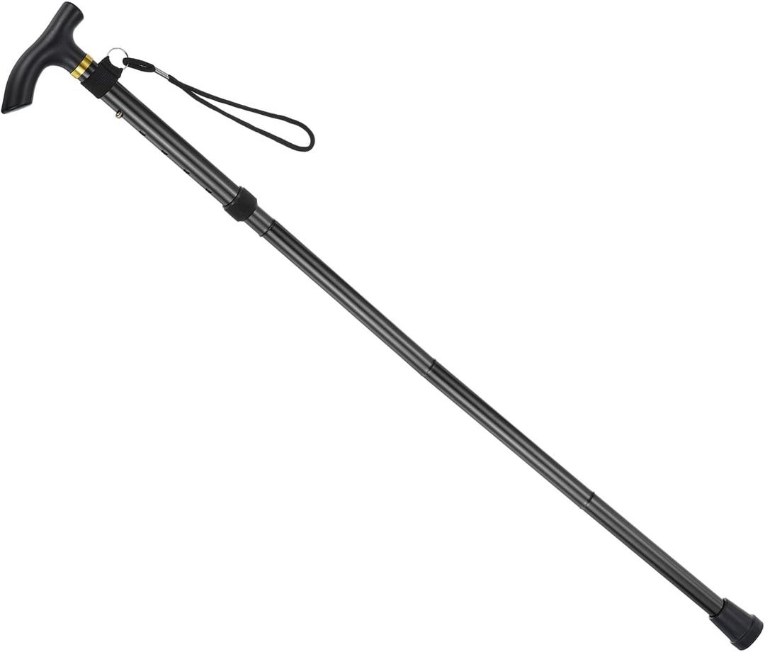 PATIKIL Trekking Poles, Collapsible Hiking Pole Telescopic Folding Cane Quick Lock Aluminum Alloy for Outdoor Hiking Walking Camping (Black)