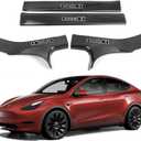 Door Sill Protector for Tesla Model 3, 4 Pieces Door Entry Protectors Strips for Inner Side, Tesla Model 3 Accessories 2021 2022 2023 for 5-Seater, Glossy Carbon Fiber Pattern