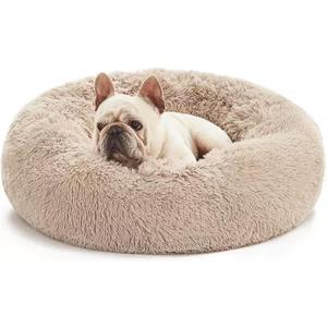 Washable Dog & Cat Bed for Ultra Large Small Medium Size Pet, Calming Donut Round Cute Warming Mat House Supply Indoor, 8 Sized Deal Necessity Essential Furniture for Boy Girl Puppy Kitten kitty