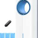 Windowless Air Conditioner, 27" Bladeless Evaporative Air Cooler with 4 Modes & 3 Speeds, Double Tanks, 4 Ice Packs, 25FT Remote, 7H Timer, Portable Swamp Cooler Air Conditioner No Window Needed