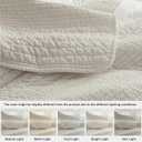 Palassio Striped Beige 100% Cotton Quilt Queen Size Bedding Sets, Lightweight Crinkly Channel Pick Stitch Textured Bedspread Soft Shabby Chic Farmhouse Country Coverlet for All Season, 2 Shams