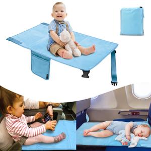 Happy Nest Toddler Airplane Bed & Airplane Seat Extender for Kids - Portable Foot Rest for Children Flights, Soft Velvet Toddler Plane Bed, Lightweight Machine Washable Travel Essentials (Blue)
