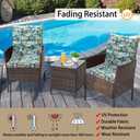 Magpie Fabrics Indoor Outdoor Tufted High Back Chair Cushion Set of 2, Waterproof All-Weather Deep Seating Rocking Chair Patio Garden Chaise Lounge Sun Lounger Chair Cushions(Botanical Blue Green)