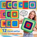 Drydiet 12 Pcs Carpet Seats for Classroom 16" Square Rug Seat, Rainbow