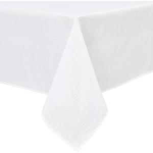 Hiasan Faux Linen Rectangle Tablecloth - Wrinkle and Stain Resistant Washable Table Cloth for Kitchen Dining Room Holiday Table Cover for Dinner, White, 70 x 120 Inch