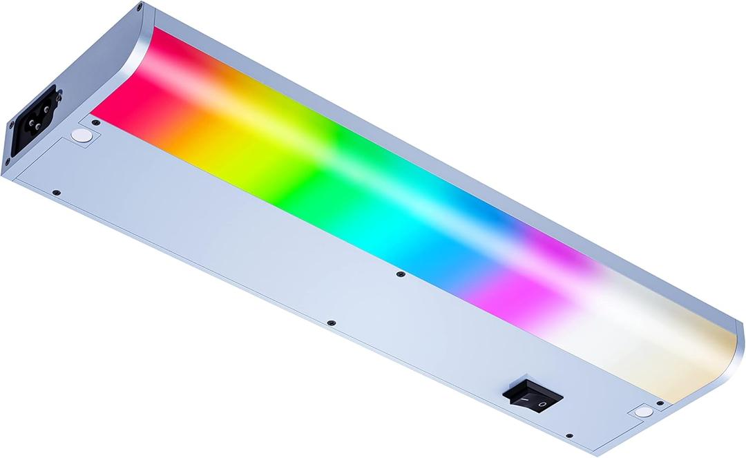 LAMPAOUS LED Under Cabinet Lighting Hardwired,White and RGB Multi Colored Smart Cabinet Lights with Remote App, Alexa and Google Compatible WiFi Blutooth Wireless Undermount Lamp for Kitchen