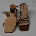 RIBONGZ Block Heels Prom Heeled Sandals for Women Chunky Square Open Toe Strappy High Heels Ankle Strap Wedding Bridal Shoes High Heel Sandals for Party Dress 9.5