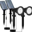 Solar Powered LED Spot Light, T-SUNUS 2 in 1 Installation Separated Panel and Light, IP65 Waterproof Outdoor Landscape Security Lighting for Patio,Yard,Garden,Driveway,Stair (2Pack White-6000K)