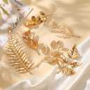 Riceshoot 36 Pcs Gold Leaves Artificial Flowers Mini Faux Gold Plants Foliage Stems Fake Eucalyptus Cedar Fern Peony Honeysuckle Leaves for Wedding Table Centerpieces Vase Picks Home Decoration