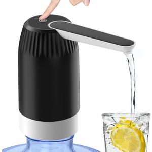 5 Gallon Water Dispenser, Portable Rechargeable Water Jug Dispenser, USB Automatic Drinking Water Jug Pump for Home, Office, Camping, Gym (Black)