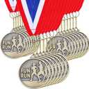 Remuuly 30/60 Pcs Fun Run Medals Bulk 2" Track and Field Medals Abstract Gold Running Trophy with Neck Ribbons Prize Gift for Tournaments Sports Competition Group Adult Event