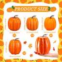 VioraWhite 6 Pcs Thanksgiving Fall Large Orange Foam Pumpkins 7.28 Inch Jumbo Faux Foam Pumpkins Decorations Artificial Vegetables Halloween Giant Fake Artificial Decor for Autumn Harvest Home Kitchen