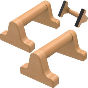 SELEWARE Wood push up bars Parallettes bars Anti-slip Handstand Bars for Calisthenics, Fitness, Floor workouts Solid Wood with Sturdy Metal Bracket, Support 600 lbs