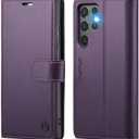 Samsung Galaxy S24 Ultra Wallet Case Phone Case Purple for Samsung S24Ultra | RFID Blocking, Credit Card Holder, PU Leather, Folio, Flip, Kickstand, Protective, Shockproof, Cover, Women Men