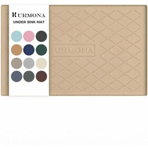 URMONA 34" x 22" Waterproof Silicone Mat in Multiple Sizes & Colors, Under Sink Mat for Kitchen & Bathroom, Pet Food Pad for Dogs & Cats, Kitchen Cabinet Liner, Multi-Purpose for Storage(Ochre)