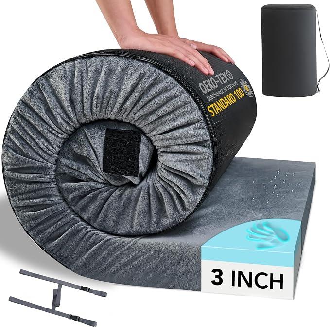 Memory Foam Camping Mattress Pad: Portable Car Sleeping Pad
Roll Up Floor Mattress for Camping Cot Tent Truck Travel, Non-Slip Waterproof Sleeping Mat for Adults Guests