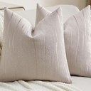 FUTEI Beige Chenille Decorative Throw Pillow Covers 18x18 Inch Set of 2,Soft Embossed Striped Textured Cushion Case,Modern Home Decor for Couch Bed Living Room. Light tan