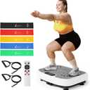 SoftGym Vibration Plate Exercise Machine for Lymphatic Drainage,Power Vibrate Stand Shake Board 450 Lbs Capacity Whole Body Workout Waver with Fitness Resistance Bands Weight Loss Gifts for Women Men