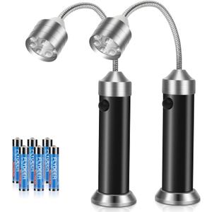 Grill Light - Christmas Stocking Stuffers Presents for Men, BBQ Grilling Accessories for Outdoor Grill, LED Barbecue Light with Magnetic Base & 360 Flexible Gooseneck, Batteries Included-2 Pack (Black)