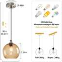 Brown Pendant Lights Kitchen Island 3 Pack, 7.87in Seeded Glass Globe