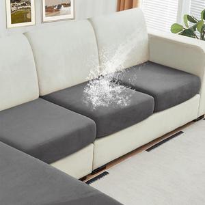 NAISI Waterproof Couch Cushion Covers Thick Velvet Fabric Washable Sofa Slipcovers 3 Pieces Individual Sectional Couch Covers with Elastic Bottom(3 Pcs for 3-Seat or Backrest,Grey)