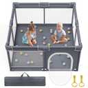 Jixrolyn Baby Playpen 50"x50", Sturdy Safety Baby Fence Play Area with Soft Breathable Mesh, Anti-Slip Base, Play Pen for Toddlers 1-3