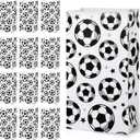 Blulu 30 Pack Paper Soccer Party Favor Bag Candy Goodie Treat Bags Soccer Print Gift for Football Themed Party Favors (White)