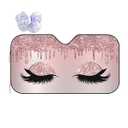 Pretty Eyelash Rose Gold Pink Windshield Sun Shade, Car Front Window Shades Cute Sunshade Cover Sun Visor Shield Block Automotive Interior Protector Blocks Uv Rays
