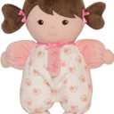 Baby Starters Plush Baby Doll with Rattle, Brunette Olivia, Pink, 9 inch, 1 Count