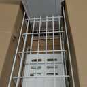 Narrow Dish Drying Rack for Kitchen Counter Auto Drain Iron Dish Drainer with Removable Cutlery Basket, White