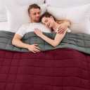 King Size Weighted Blanket for Adults (20 lbs, 80 x 87, Red Grey) Cooling Heavy Blanket for Sleeping Perfect for 190-210 lbs, Breathable Blanket for Adults & Couple All Season, Machine Washable